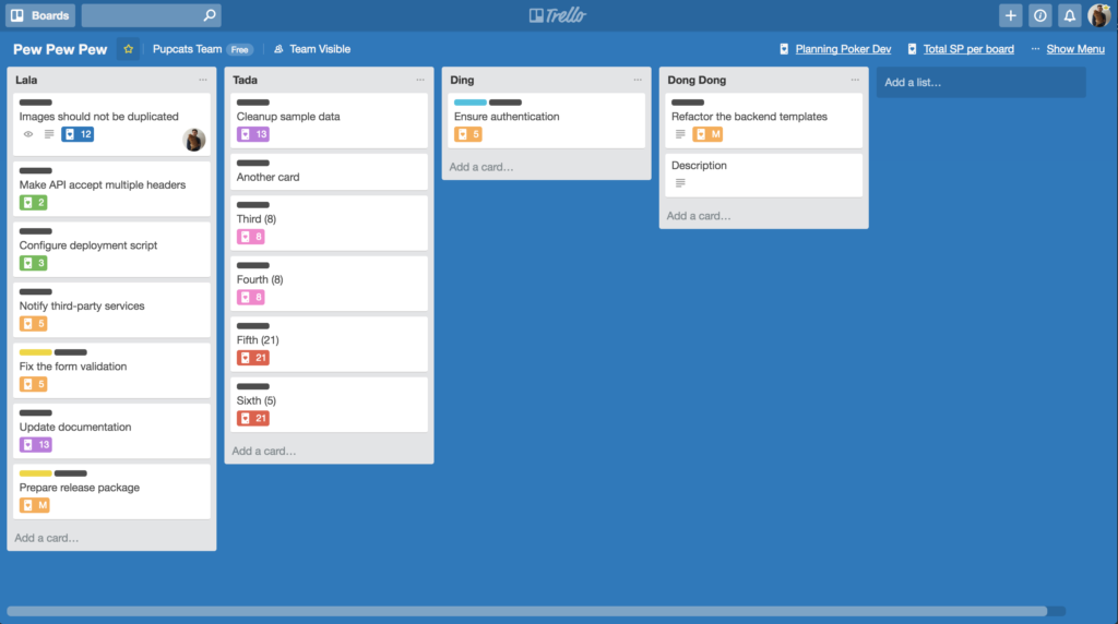 trello screenshot youbelee remote employee managment